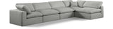 Comfy Grey Linen Textured Fabric Modular Sectional 187Grey-Sec5D Meridian Furniture