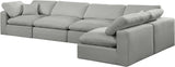 Comfy Grey Linen Textured Fabric Modular Sectional 187Grey-Sec5D Meridian Furniture