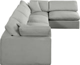 Comfy Grey Linen Textured Fabric Modular Sectional 187Grey-Sec5D Meridian Furniture