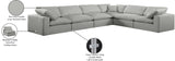 Comfy Grey Linen Textured Fabric Modular Sectional 187Grey-Sec6A Meridian Furniture