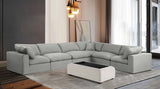 Comfy Grey Linen Textured Fabric Modular Sectional 187Grey-Sec6A Meridian Furniture