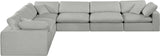 Comfy Grey Linen Textured Fabric Modular Sectional 187Grey-Sec6A Meridian Furniture