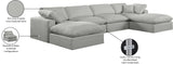 Comfy Grey Linen Textured Fabric Modular Sectional 187Grey-Sec6B Meridian Furniture