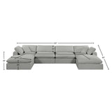 Comfy Grey Linen Textured Fabric Modular Sectional 187Grey-Sec6B Meridian Furniture