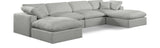 Comfy Grey Linen Textured Fabric Modular Sectional 187Grey-Sec6B Meridian Furniture