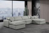 Comfy Grey Linen Textured Fabric Modular Sectional 187Grey-Sec6B Meridian Furniture