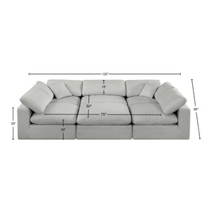 Comfy Grey Linen Textured Fabric Modular Sectional 187Grey-Sec6C Meridian Furniture