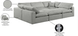 Comfy Grey Linen Textured Fabric Modular Sectional 187Grey-Sec6C Meridian Furniture