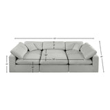 Comfy Grey Linen Textured Fabric Modular Sectional 187Grey-Sec6C Meridian Furniture