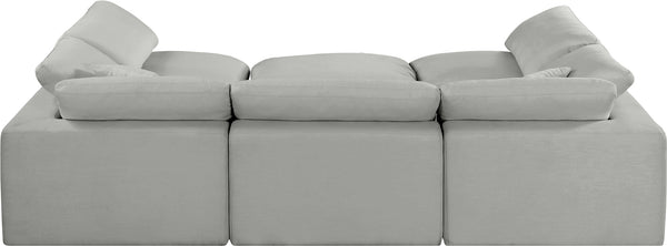 Comfy Grey Linen Textured Fabric Modular Sectional 187Grey-Sec6C Meridian Furniture