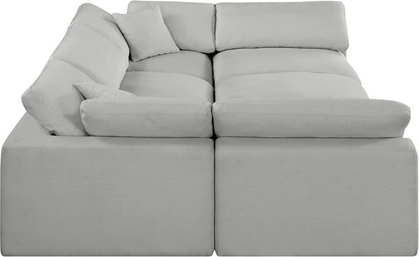 Comfy Grey Linen Textured Fabric Modular Sectional 187Grey-Sec6C Meridian Furniture