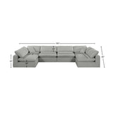 Comfy Grey Linen Textured Fabric Modular Sectional 187Grey-Sec6D Meridian Furniture