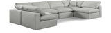 Comfy Grey Linen Textured Fabric Modular Sectional 187Grey-Sec6D Meridian Furniture