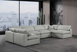 Comfy Grey Linen Textured Fabric Modular Sectional 187Grey-Sec6D Meridian Furniture