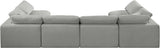 Comfy Grey Linen Textured Fabric Modular Sectional 187Grey-Sec6D Meridian Furniture