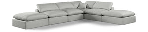 Comfy Grey Linen Textured Fabric Modular Sectional 187Grey-Sec6E Meridian Furniture