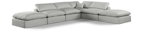 Comfy Grey Linen Textured Fabric Modular Sectional 187Grey-Sec6E Meridian Furniture