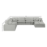 Comfy Grey Linen Textured Fabric Modular Sectional 187Grey-Sec7A Meridian Furniture