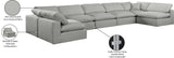 Comfy Grey Linen Textured Fabric Modular Sectional 187Grey-Sec7B Meridian Furniture