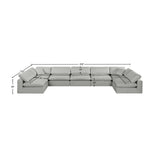 Comfy Grey Linen Textured Fabric Modular Sectional 187Grey-Sec7B Meridian Furniture