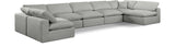 Comfy Grey Linen Textured Fabric Modular Sectional 187Grey-Sec7B Meridian Furniture