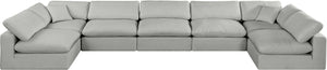 Comfy Grey Linen Textured Fabric Modular Sectional 187Grey-Sec7B Meridian Furniture