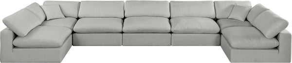 Comfy Grey Linen Textured Fabric Modular Sectional 187Grey-Sec7B Meridian Furniture
