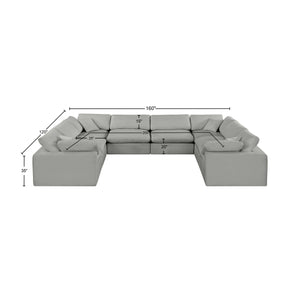 Comfy Grey Linen Textured Fabric Modular Sectional 187Grey-Sec8A Meridian Furniture