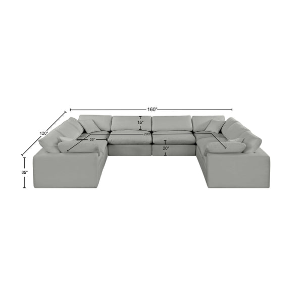 Comfy Grey Linen Textured Fabric Modular Sectional 187Grey-Sec8A Meridian Furniture