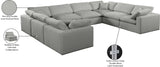 Comfy Grey Linen Textured Fabric Modular Sectional 187Grey-Sec8A Meridian Furniture