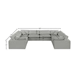 Comfy Grey Linen Textured Fabric Modular Sectional 187Grey-Sec8A Meridian Furniture