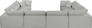 Comfy Grey Linen Textured Fabric Modular Sectional 187Grey-Sec8A Meridian Furniture