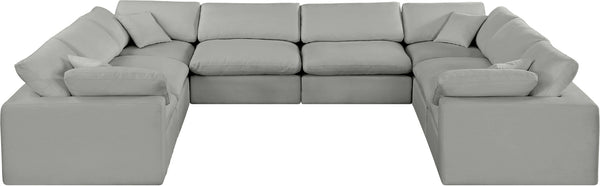 Comfy Grey Linen Textured Fabric Modular Sectional 187Grey-Sec8A Meridian Furniture
