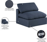 Comfy Navy Linen Textured Fabric Modular Armless Chair 187Navy-Armless Meridian Furniture