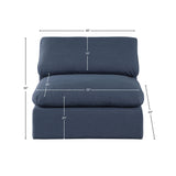 Comfy Navy Linen Textured Fabric Modular Armless Chair 187Navy-Armless Meridian Furniture