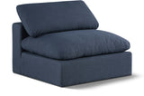 Comfy Navy Linen Textured Fabric Modular Armless Chair 187Navy-Armless Meridian Furniture