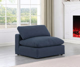 Comfy Navy Linen Textured Fabric Modular Armless Chair 187Navy-Armless Meridian Furniture