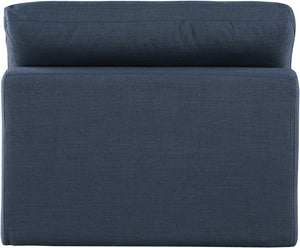 Comfy Navy Linen Textured Fabric Modular Armless Chair 187Navy-Armless Meridian Furniture