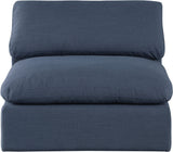 Comfy Navy Linen Textured Fabric Modular Armless Chair 187Navy-Armless Meridian Furniture