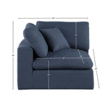 Comfy Navy Linen Textured Fabric Modular Corner Chair 187Navy-Corner Meridian Furniture