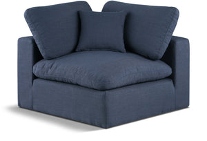 Comfy Navy Linen Textured Fabric Modular Corner Chair 187Navy-Corner Meridian Furniture