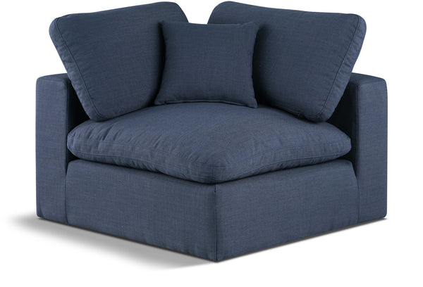 Comfy Navy Linen Textured Fabric Modular Corner Chair 187Navy-Corner Meridian Furniture