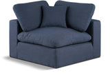 Comfy Navy Linen Textured Fabric Modular Corner Chair 187Navy-Corner Meridian Furniture