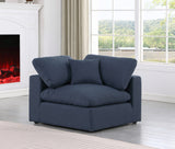 Comfy Navy Linen Textured Fabric Modular Corner Chair 187Navy-Corner Meridian Furniture