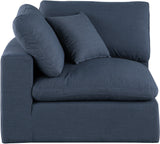 Comfy Navy Linen Textured Fabric Modular Corner Chair 187Navy-Corner Meridian Furniture