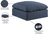 Comfy Navy Linen Textured Fabric Modular Ottoman 187Navy-Ott Meridian Furniture