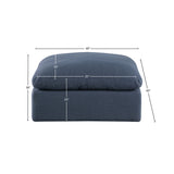 Comfy Navy Linen Textured Fabric Modular Ottoman 187Navy-Ott Meridian Furniture