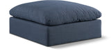 Comfy Navy Linen Textured Fabric Modular Ottoman 187Navy-Ott Meridian Furniture