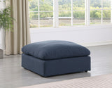 Comfy Navy Linen Textured Fabric Modular Ottoman 187Navy-Ott Meridian Furniture