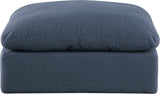 Comfy Navy Linen Textured Fabric Modular Ottoman 187Navy-Ott Meridian Furniture